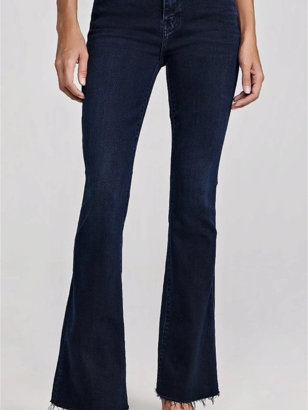 MOTHER The Weekender Fray Dark Blue Flare Jeans